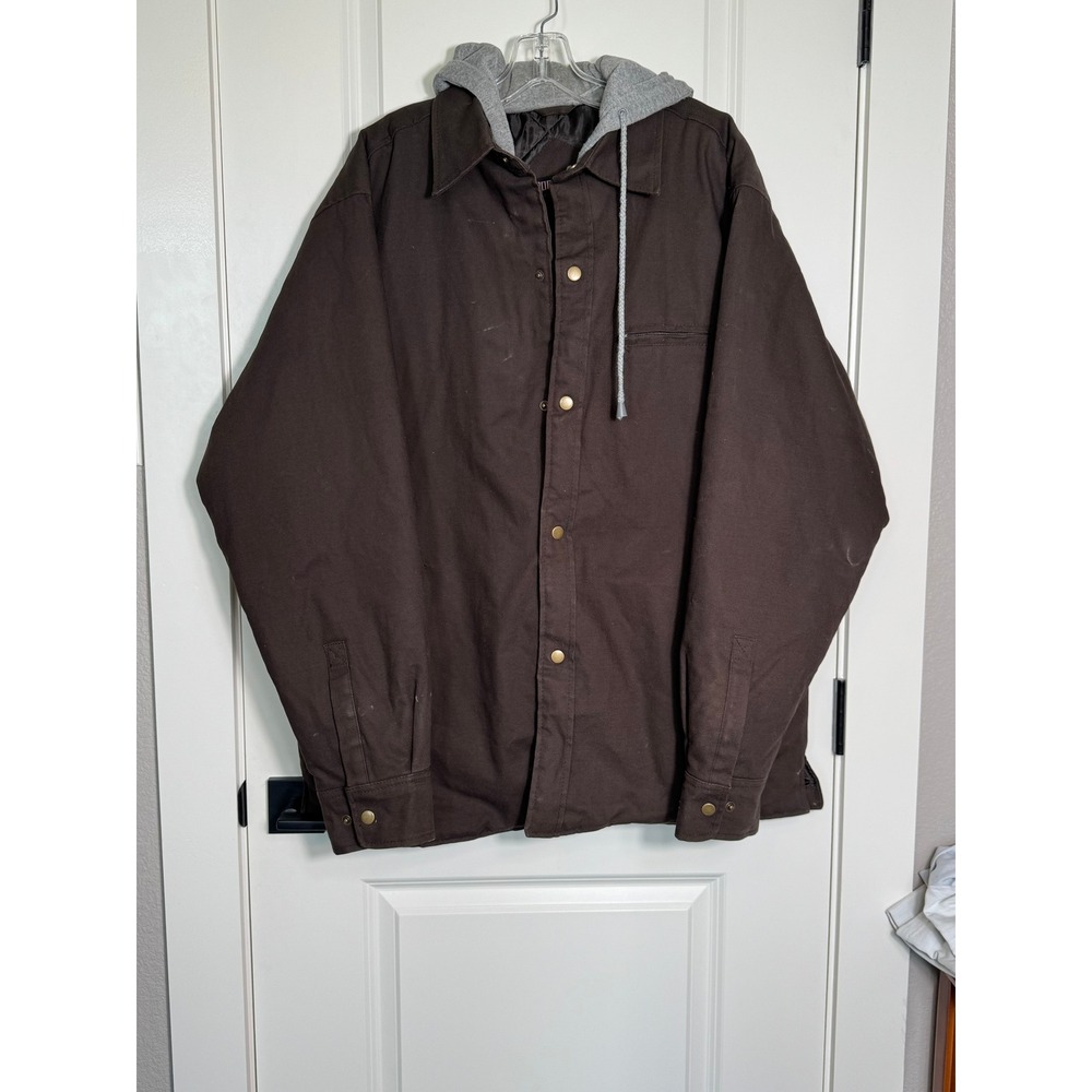 Northpoint Mens XLT Brown‎ Quilted Lined Hooded Work Jacket Coat